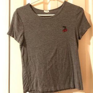 Gray tee shirt with cherries